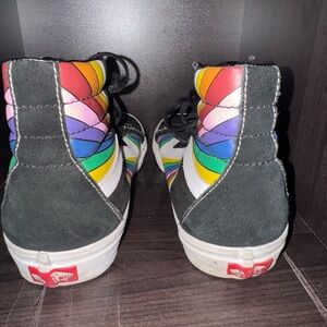 Vans Authentic 🌈SK8 HI REFRACT Black Rainbow Sneakers Mens Sz 9 Women 10.5